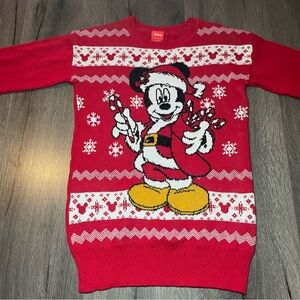 🎄Disney red Mickey Mouse Santa Christmas Sweater Happy Holidays Disneyland